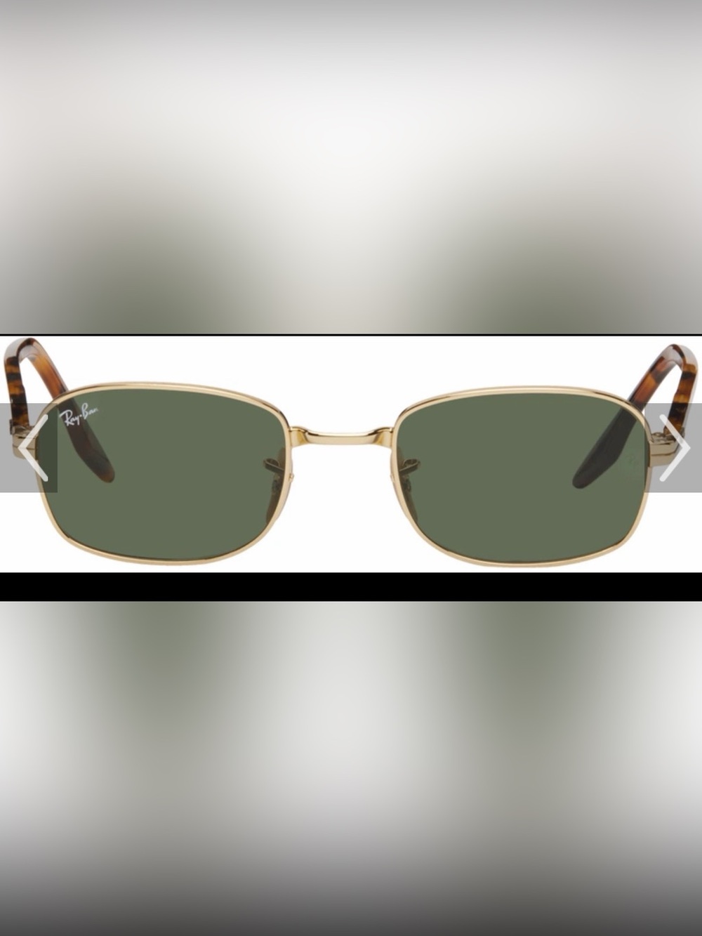 Ray-Ban RB3690 54mm Gold Green G-15 Rectangle Sunglasses